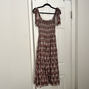 Hill House Maxi Dress in Rust and Cream Paisley